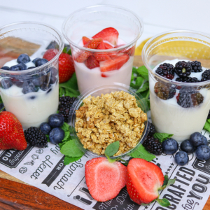 Freshly made breakfast sandwiches and yogurt parfaits are great for your breakfast catering order. Find something for everyone's taste and dietary or allergy requirement.